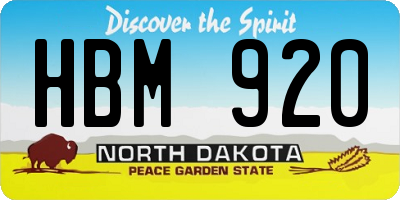 ND license plate HBM920