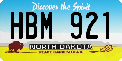 ND license plate HBM921