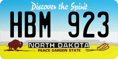 ND license plate HBM923