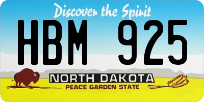 ND license plate HBM925