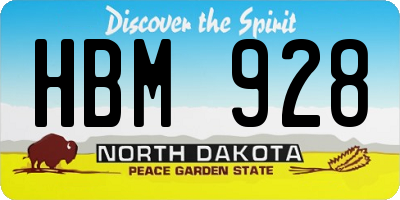 ND license plate HBM928