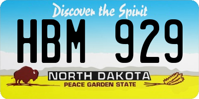 ND license plate HBM929