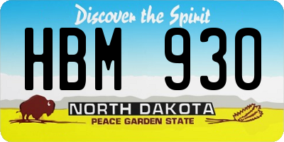 ND license plate HBM930