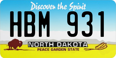 ND license plate HBM931