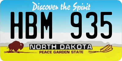 ND license plate HBM935