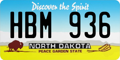 ND license plate HBM936