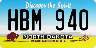 ND license plate HBM940