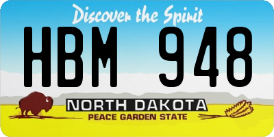 ND license plate HBM948