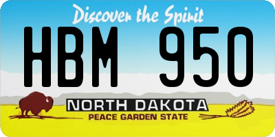 ND license plate HBM950