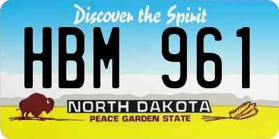 ND license plate HBM961