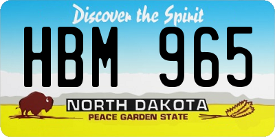 ND license plate HBM965