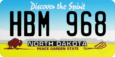 ND license plate HBM968