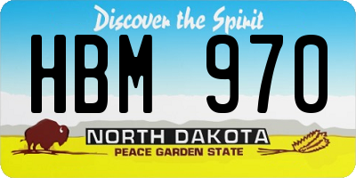 ND license plate HBM970