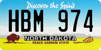 ND license plate HBM974