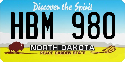 ND license plate HBM980