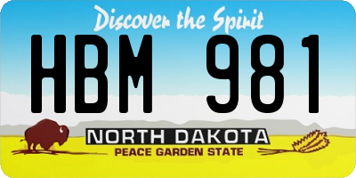 ND license plate HBM981