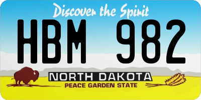 ND license plate HBM982