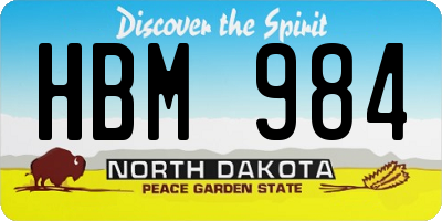 ND license plate HBM984