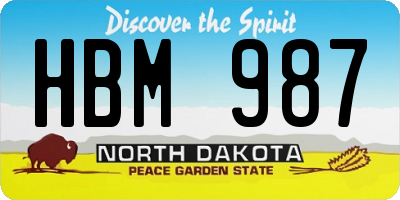 ND license plate HBM987