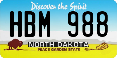 ND license plate HBM988