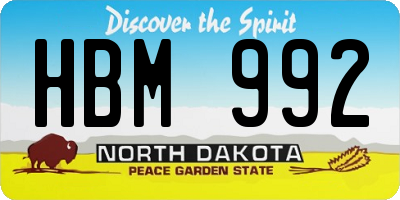 ND license plate HBM992