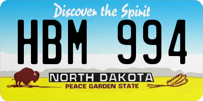 ND license plate HBM994