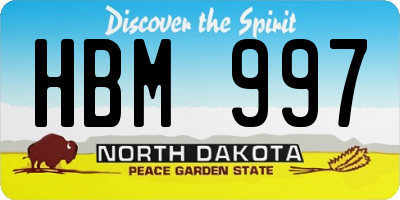 ND license plate HBM997