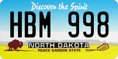 ND license plate HBM998