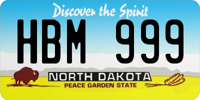 ND license plate HBM999