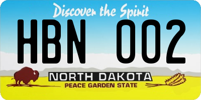 ND license plate HBN002