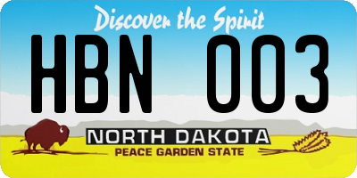 ND license plate HBN003