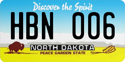 ND license plate HBN006
