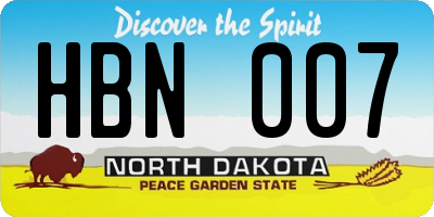 ND license plate HBN007