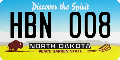 ND license plate HBN008