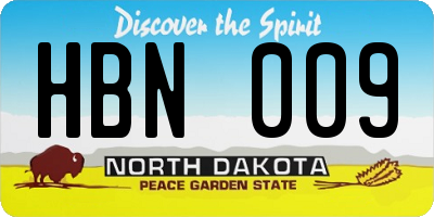 ND license plate HBN009