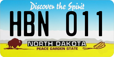 ND license plate HBN011