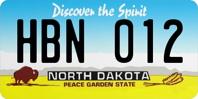 ND license plate HBN012