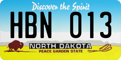 ND license plate HBN013