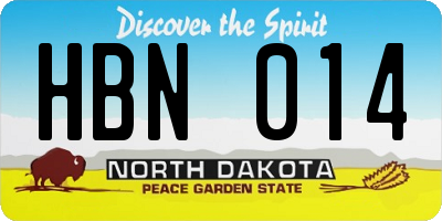 ND license plate HBN014