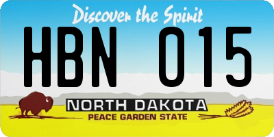 ND license plate HBN015