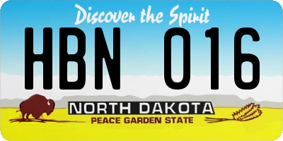 ND license plate HBN016