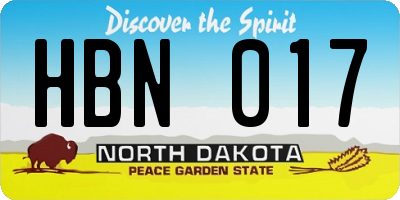 ND license plate HBN017