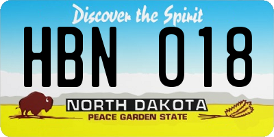 ND license plate HBN018