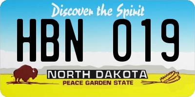 ND license plate HBN019