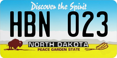 ND license plate HBN023