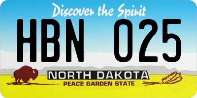 ND license plate HBN025