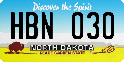 ND license plate HBN030