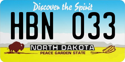 ND license plate HBN033