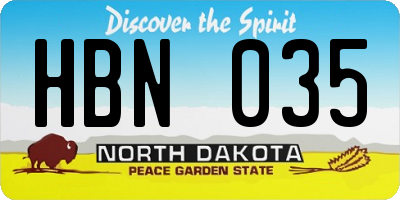 ND license plate HBN035