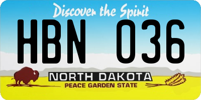 ND license plate HBN036